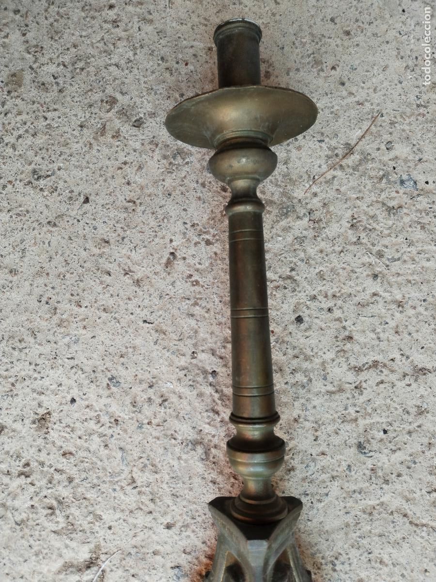 Antig&uuml;edades: candelabro de bronce con angeles - Foto 12