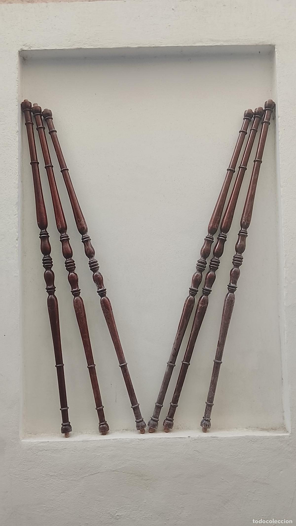 Antiguidades: 145 cm seis antiguos varales de madera para parihuela palio de respeto Semana Santa.