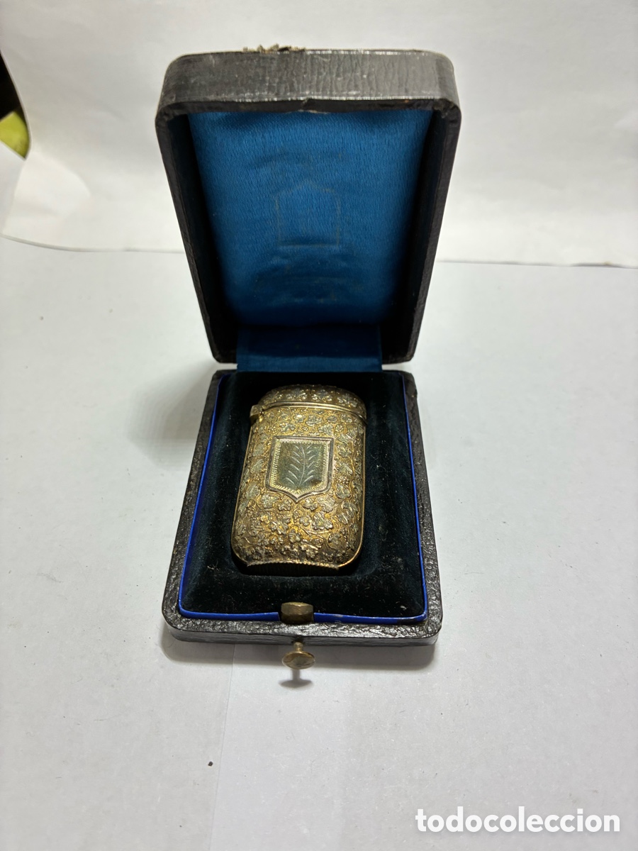 Antiguidades: CAJA F&Oacute;SFORA FRANC&Eacute;S Vesta de plata vermeil del siglo XIX con dise&ntilde;o Millefiori en su caja /XY20