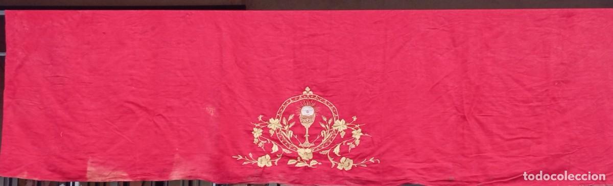 Antiques: Balconera, repostero, delantera de altar bordada &bull; Corpus&bull;Jueves Santo&bull;Santa Cena&bull; &uacute;ltimo precio