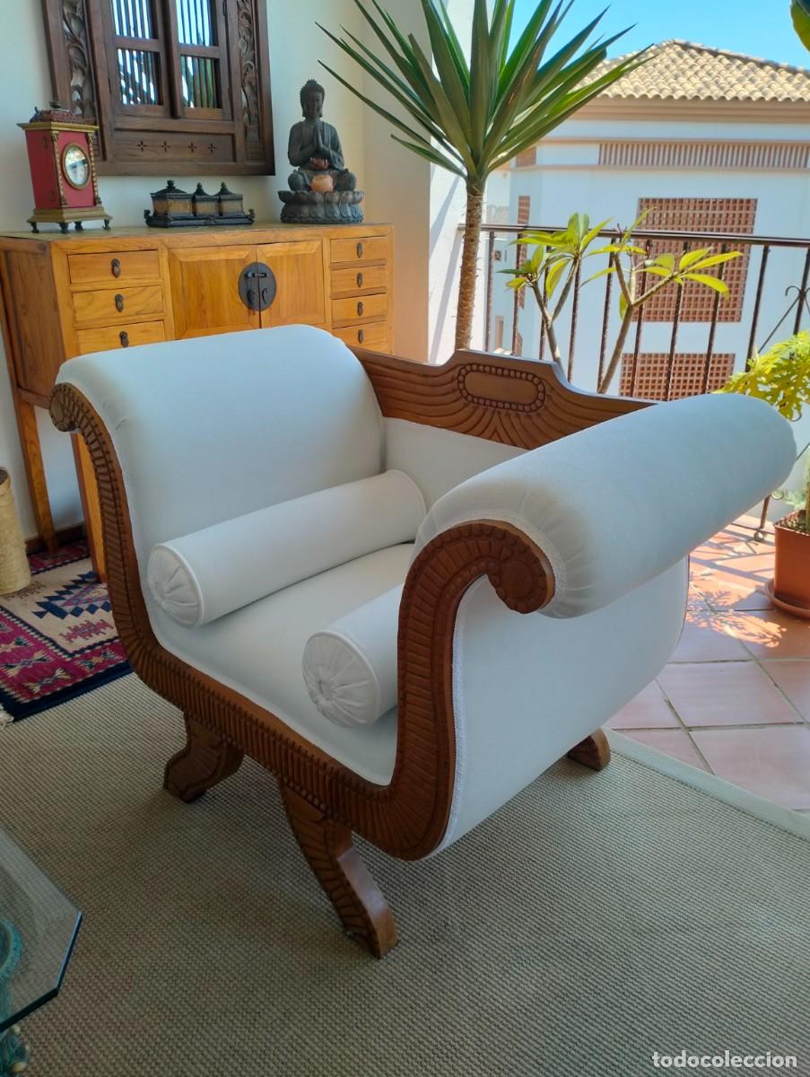 Antig&uuml;edades: Sill&oacute;n Trono Imperial de teca maciza - Foto 3