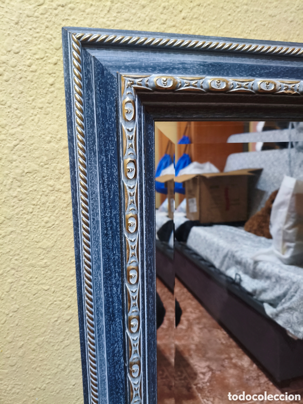 Antig&uuml;edades: Gran espejo con marco de madera 101 x 80 - Foto 2