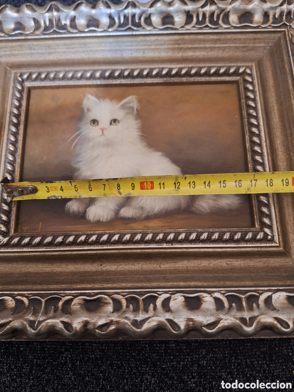 Antig&uuml;edades: Cuadro de gato oleo pintado - Foto 6
