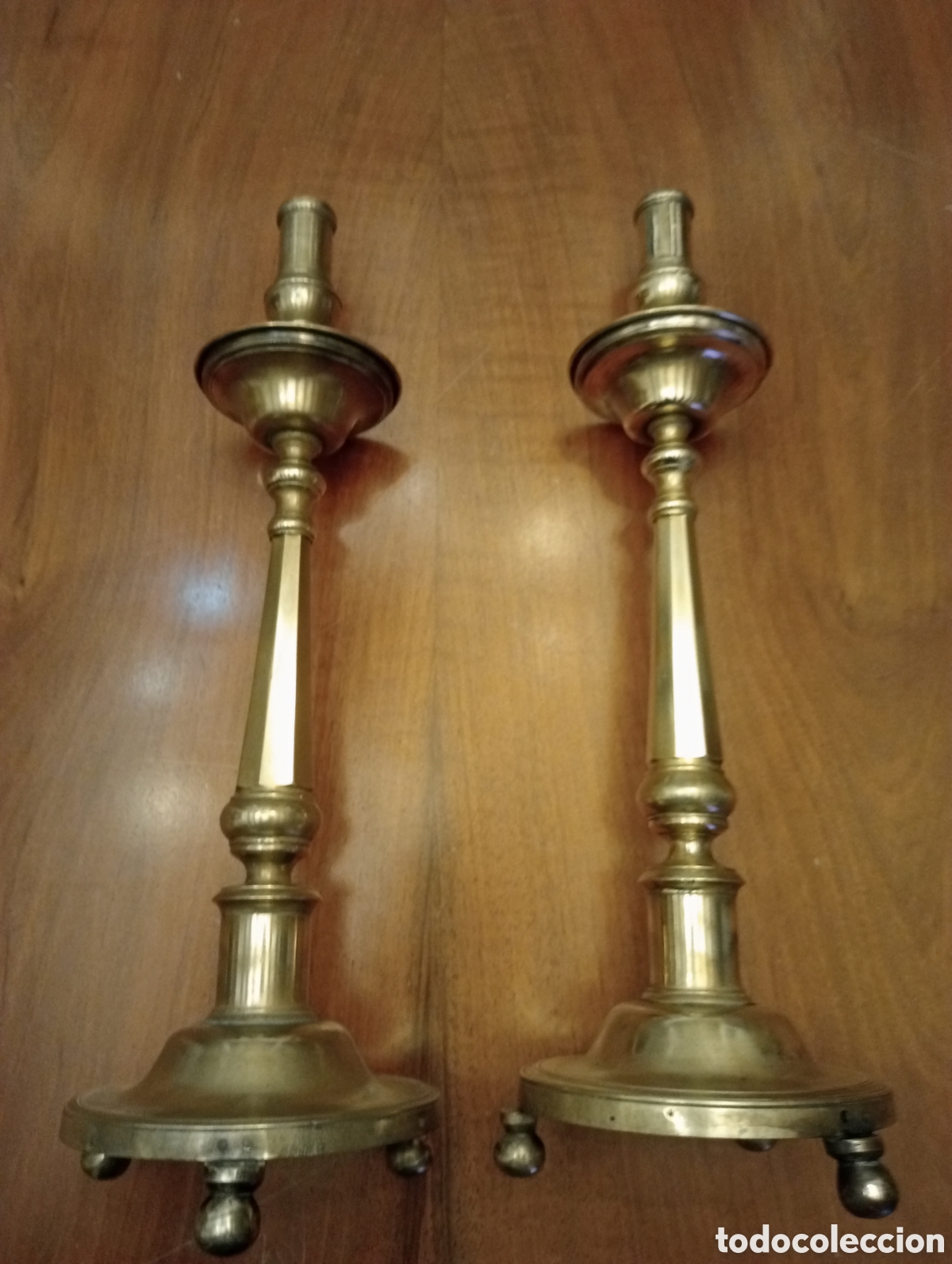 Antig&uuml;edades: Candelabros de bronce alto 44,5 cm - Foto 4