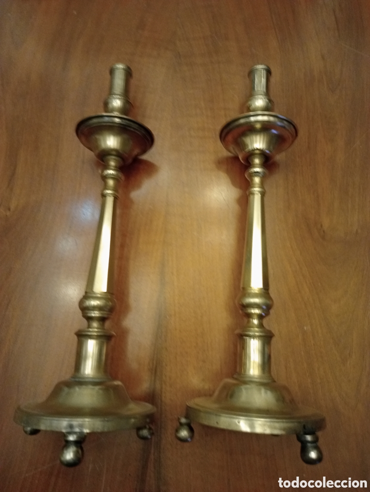 Antig&uuml;edades: Candelabros de bronce alto 44,5 cm - Foto 6