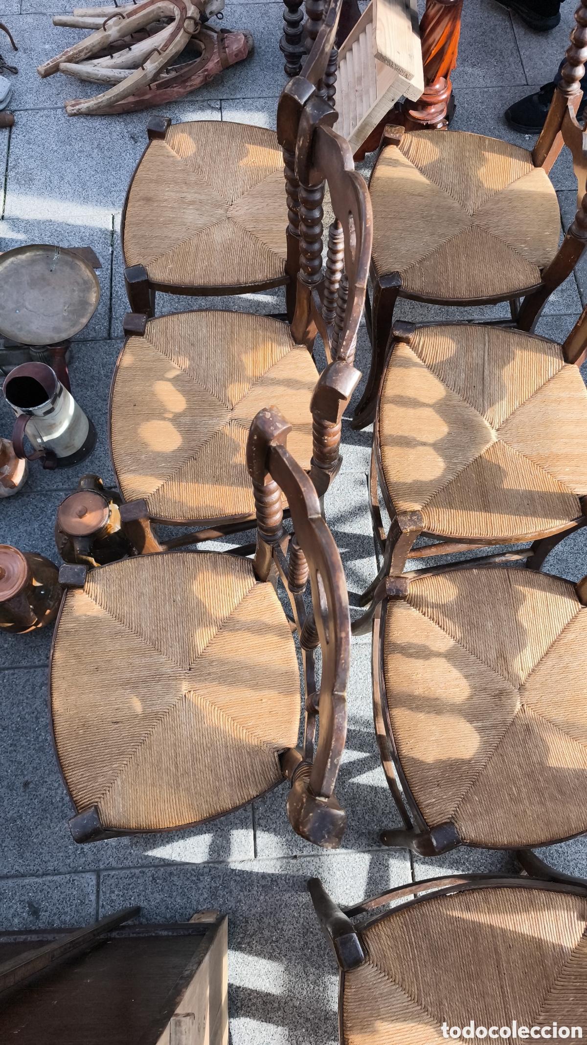 Antig&uuml;edades: Juego de sillas antiguas enea - Foto 3