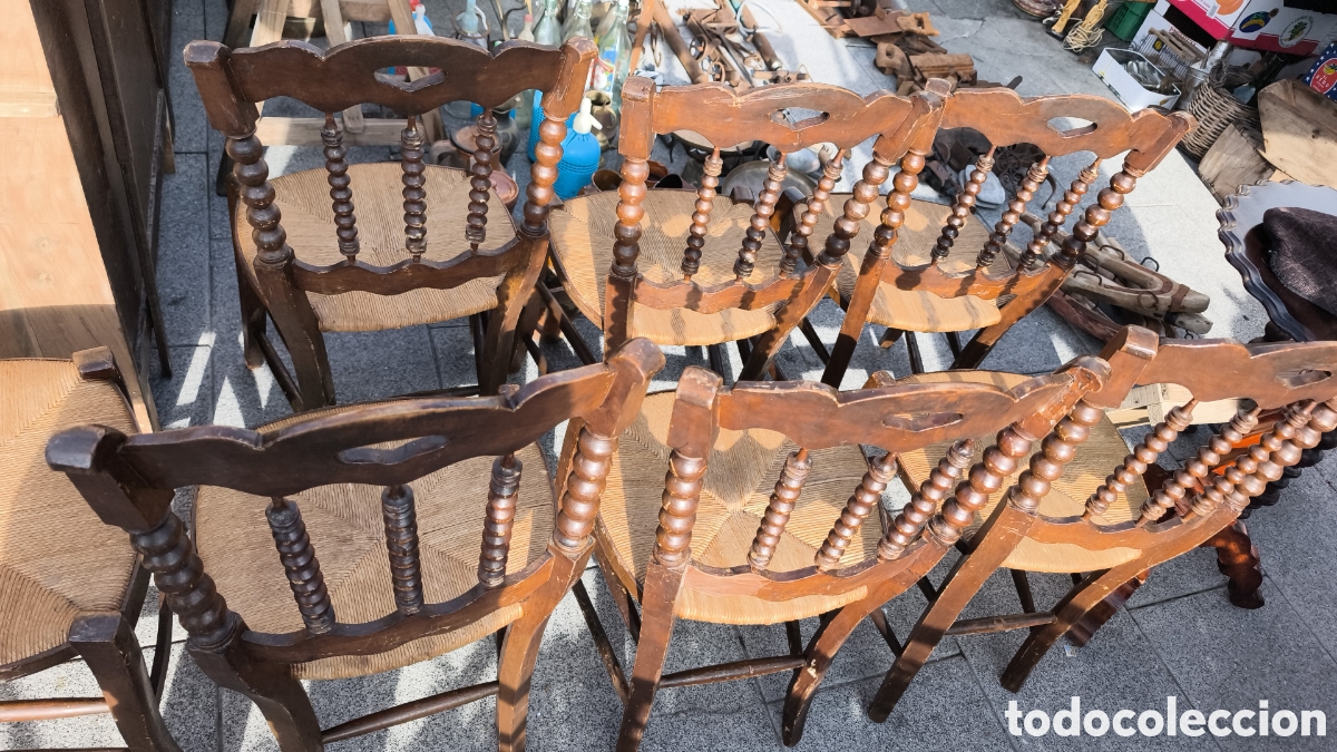 Antig&uuml;edades: Juego de sillas antiguas enea - Foto 4
