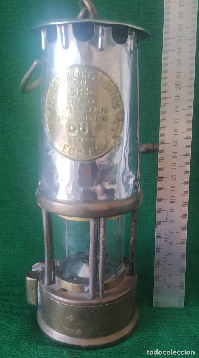Antig&uuml;edades: LAMPARA FAROL MINERO. ECCLES. ENGLAND.* - Foto 7