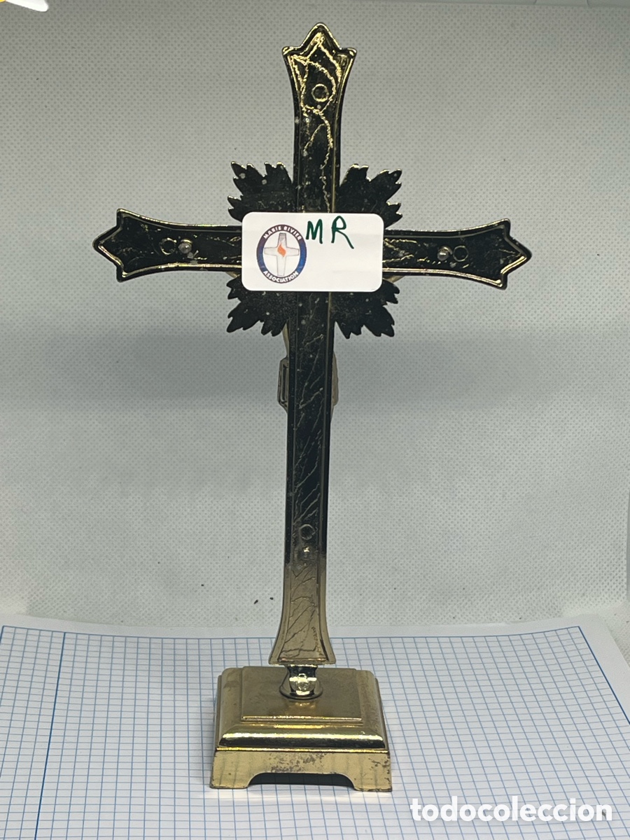 Antig&uuml;edades: CRUCIFIJO DE LAT&Oacute;N DE ALTAR - Foto 7
