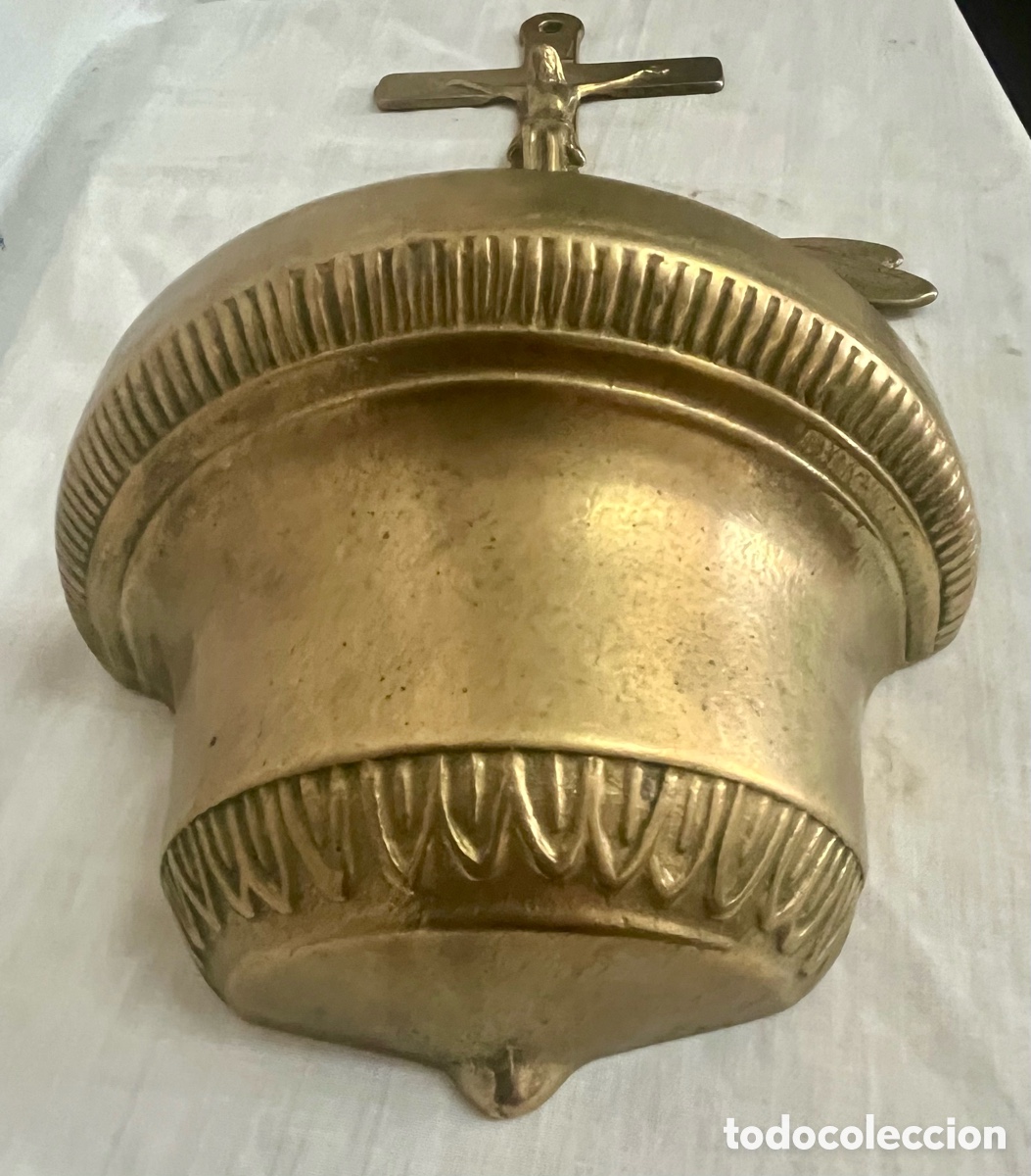 Antig&uuml;edades: BENDITERA DE BRONCE CON &Aacute;NGELES A&Ntilde;OS 50 - Foto 5