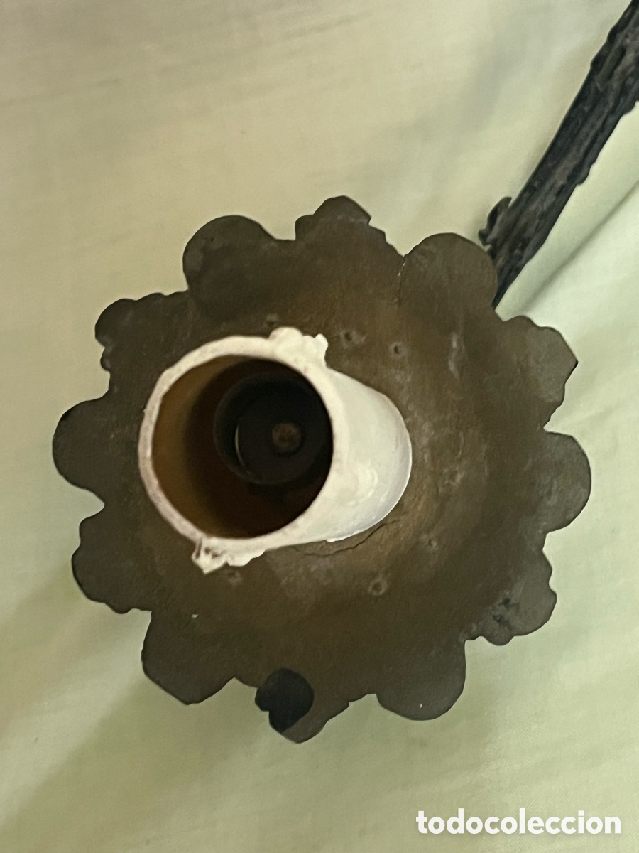 Antig&uuml;edades: APLIQUE MET&Aacute;LICO DE 2 BOMBILLAS - Foto 10