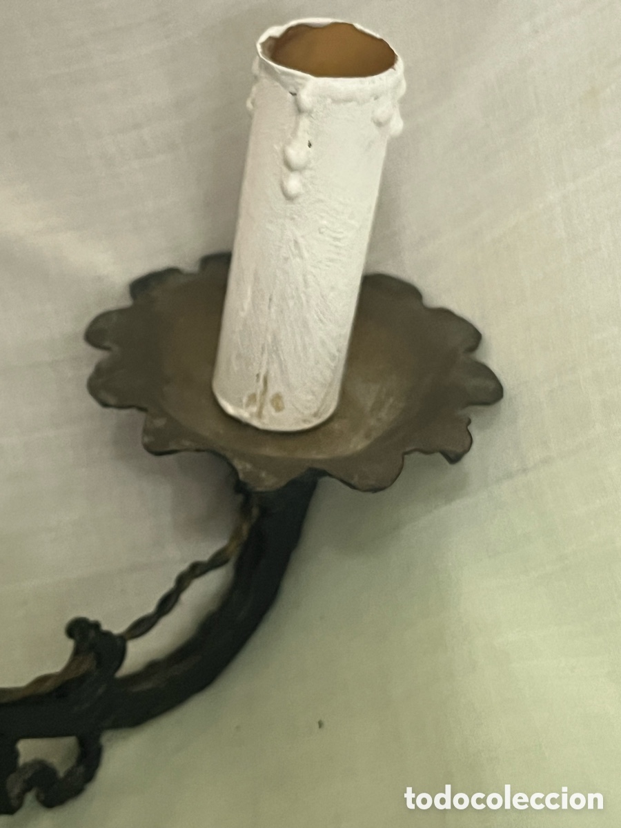 Antig&uuml;edades: APLIQUE MET&Aacute;LICO DE 2 BOMBILLAS - Foto 16