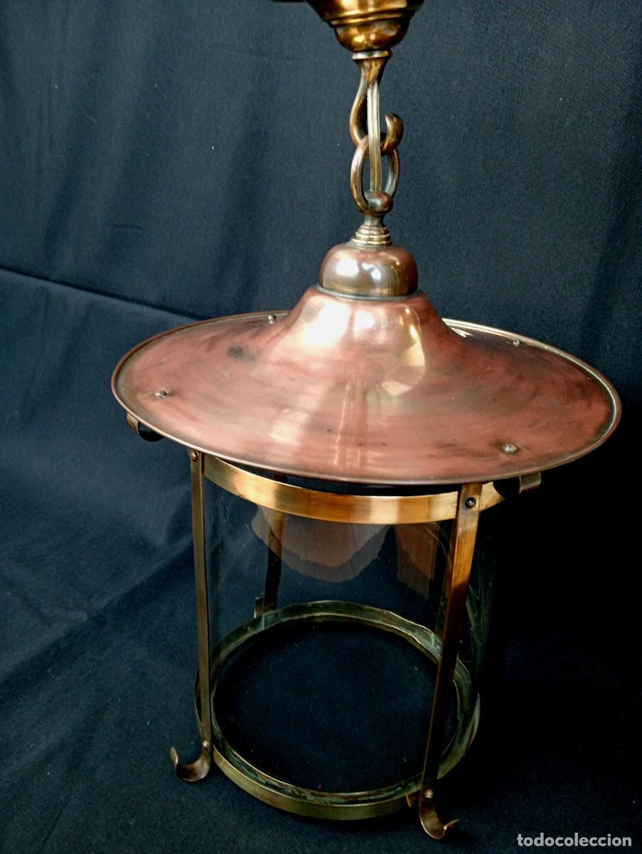 Antig&uuml;edades: ANTIGUO FAROL DE TECHO DE COBRE Y LAT&Oacute;N - Foto 1