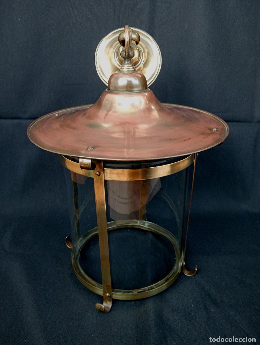 Antig&uuml;edades: ANTIGUO FAROL DE TECHO DE COBRE Y LAT&Oacute;N - Foto 3
