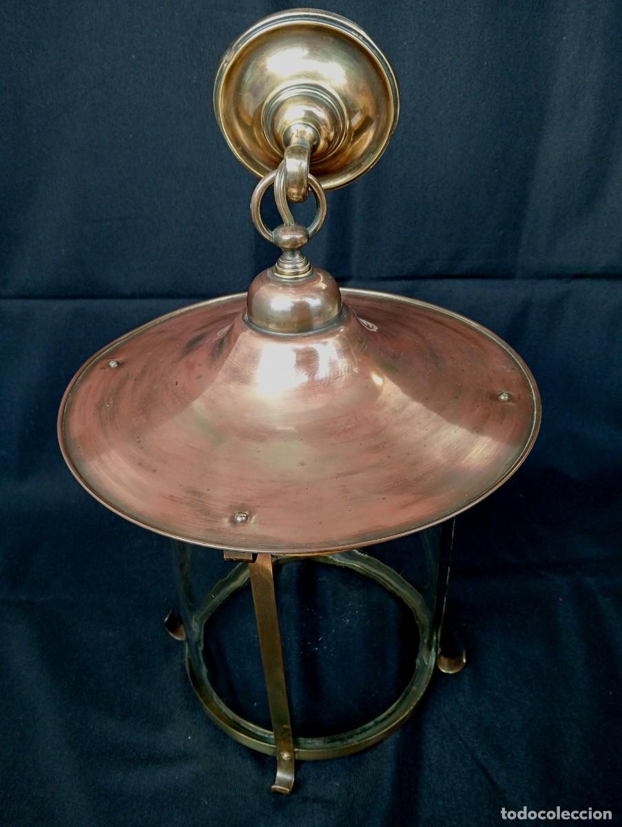 Antig&uuml;edades: ANTIGUO FAROL DE TECHO DE COBRE Y LAT&Oacute;N - Foto 6
