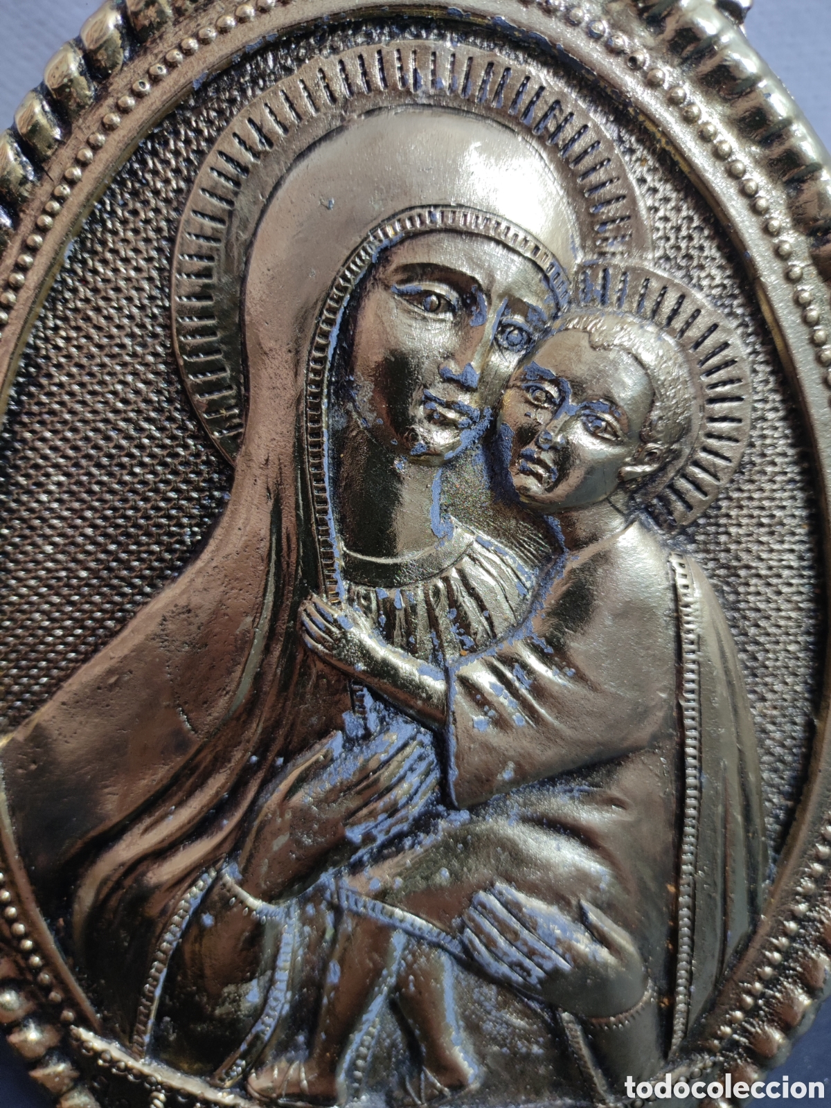 Antig&uuml;edades: Placa met&aacute;lica sta Maria - Foto 3