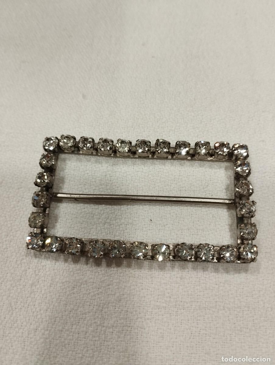 Antig&uuml;edades: HEBILLA RECTANGULAR DE PLATA Y PIEDRAS STRASS - Foto 1