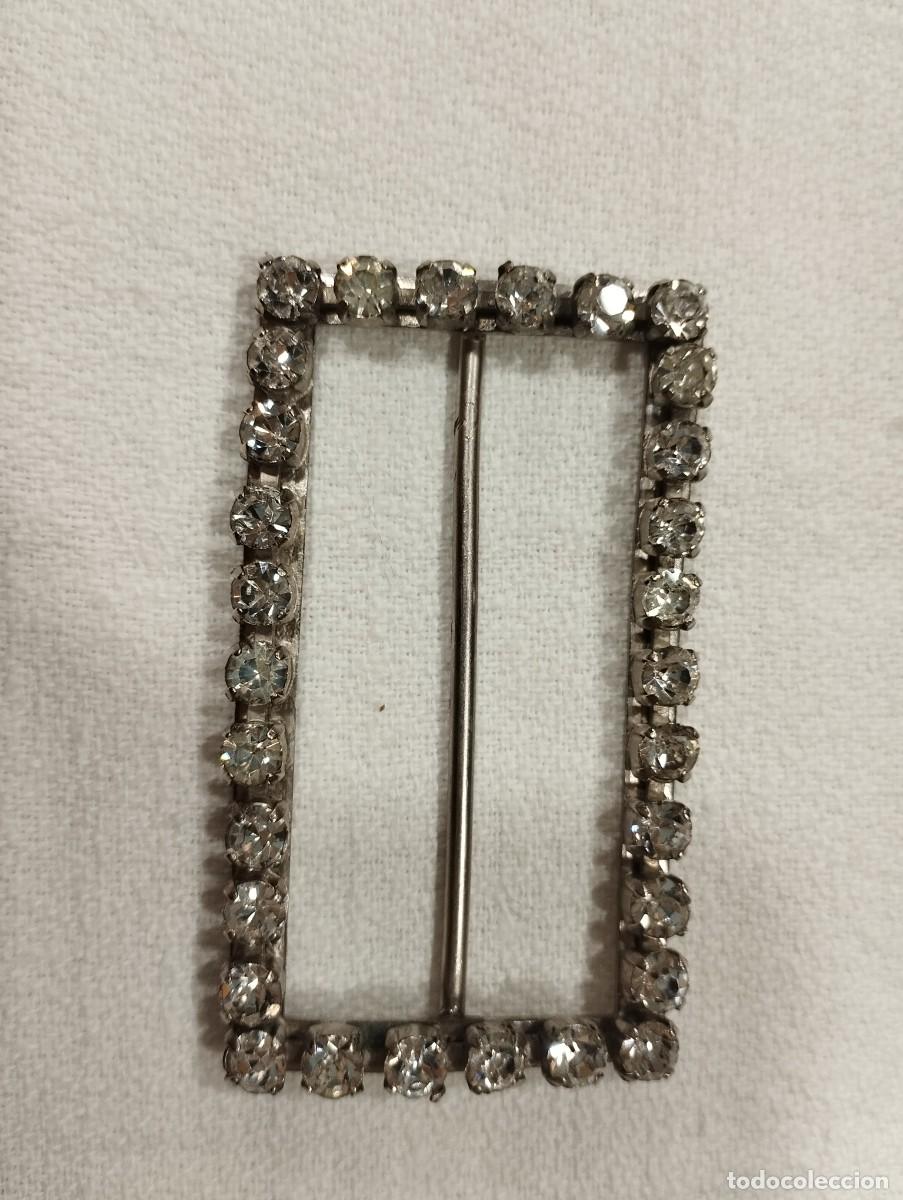 Antig&uuml;edades: HEBILLA RECTANGULAR DE PLATA Y PIEDRAS STRASS - Foto 2