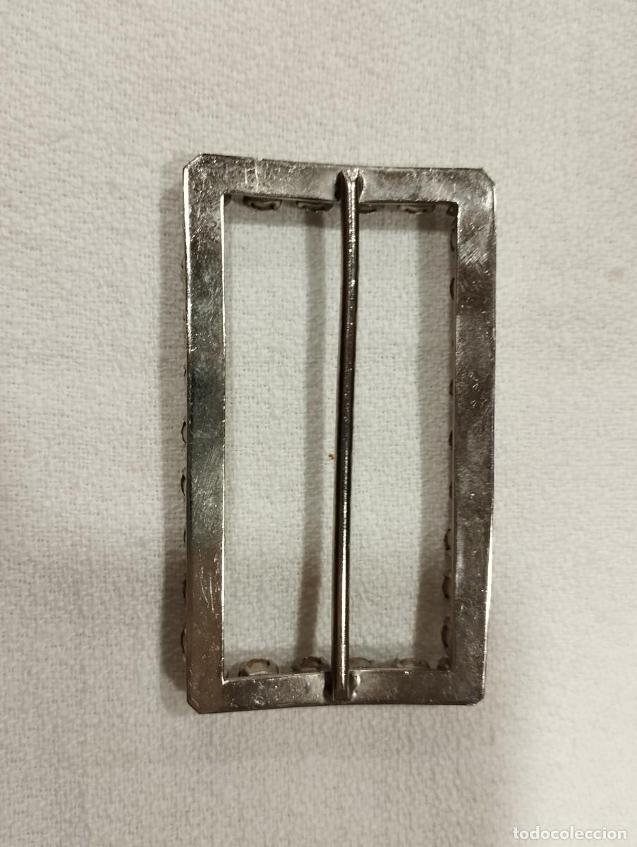 Antig&uuml;edades: HEBILLA RECTANGULAR DE PLATA Y PIEDRAS STRASS - Foto 3