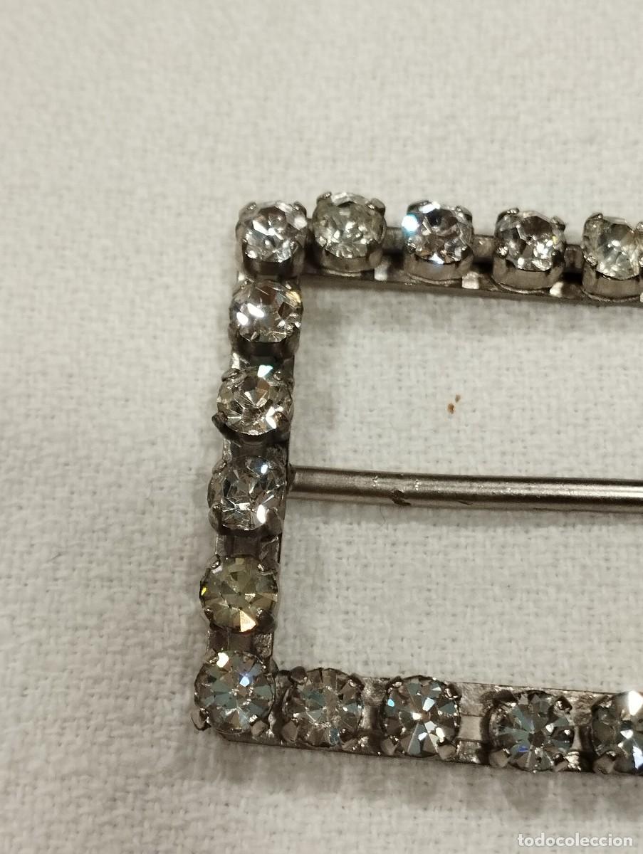 Antig&uuml;edades: HEBILLA RECTANGULAR DE PLATA Y PIEDRAS STRASS - Foto 4