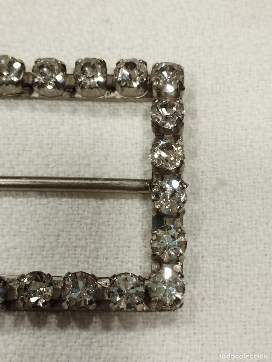 Antig&uuml;edades: HEBILLA RECTANGULAR DE PLATA Y PIEDRAS STRASS - Foto 5