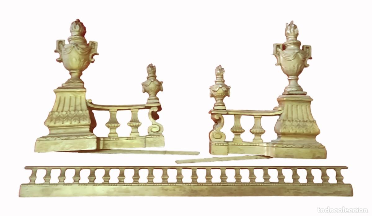 Antig&uuml;edades: PAREJA DE MORILLOS DE BRONCE PARA CHIMENEA - Foto 2