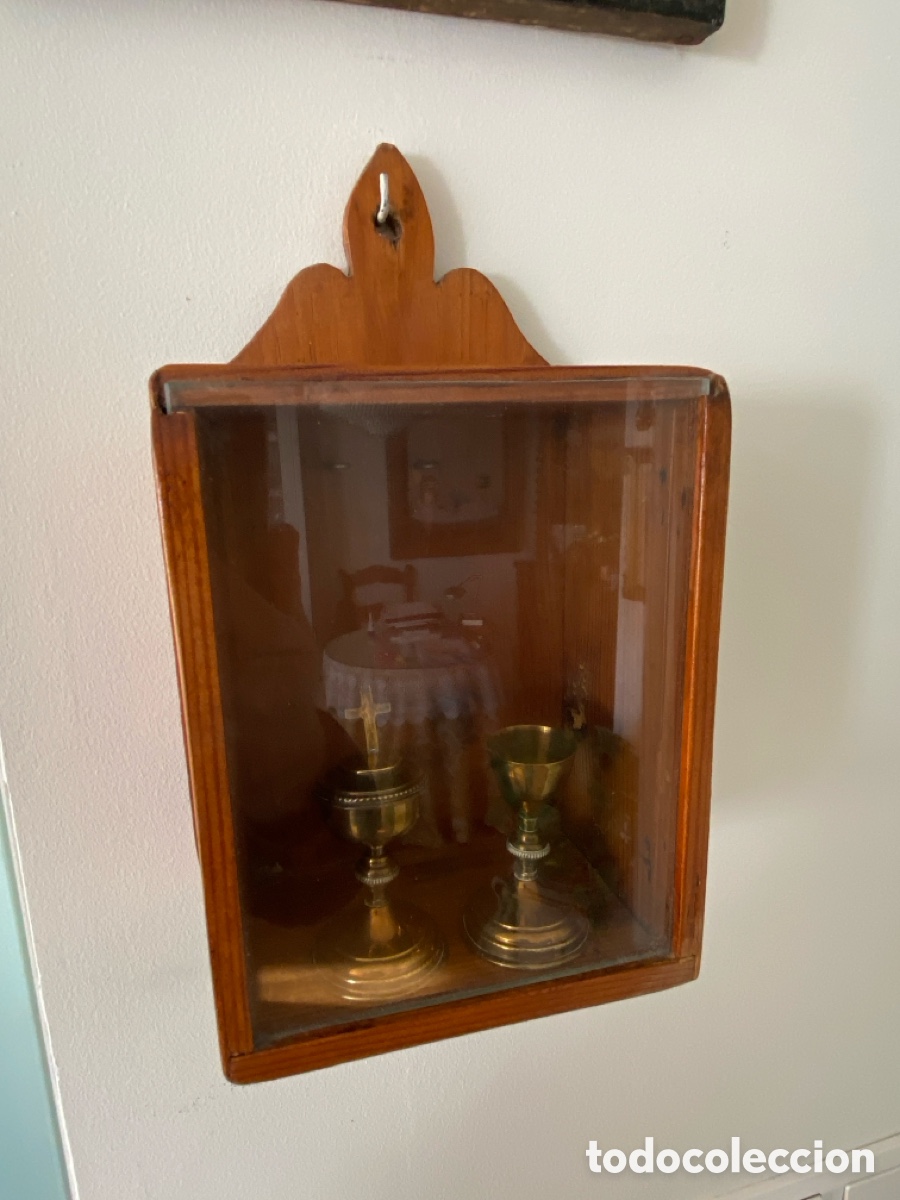 Antig&uuml;edades: Peque&ntilde;a hornacina capilla de madera - Foto 18