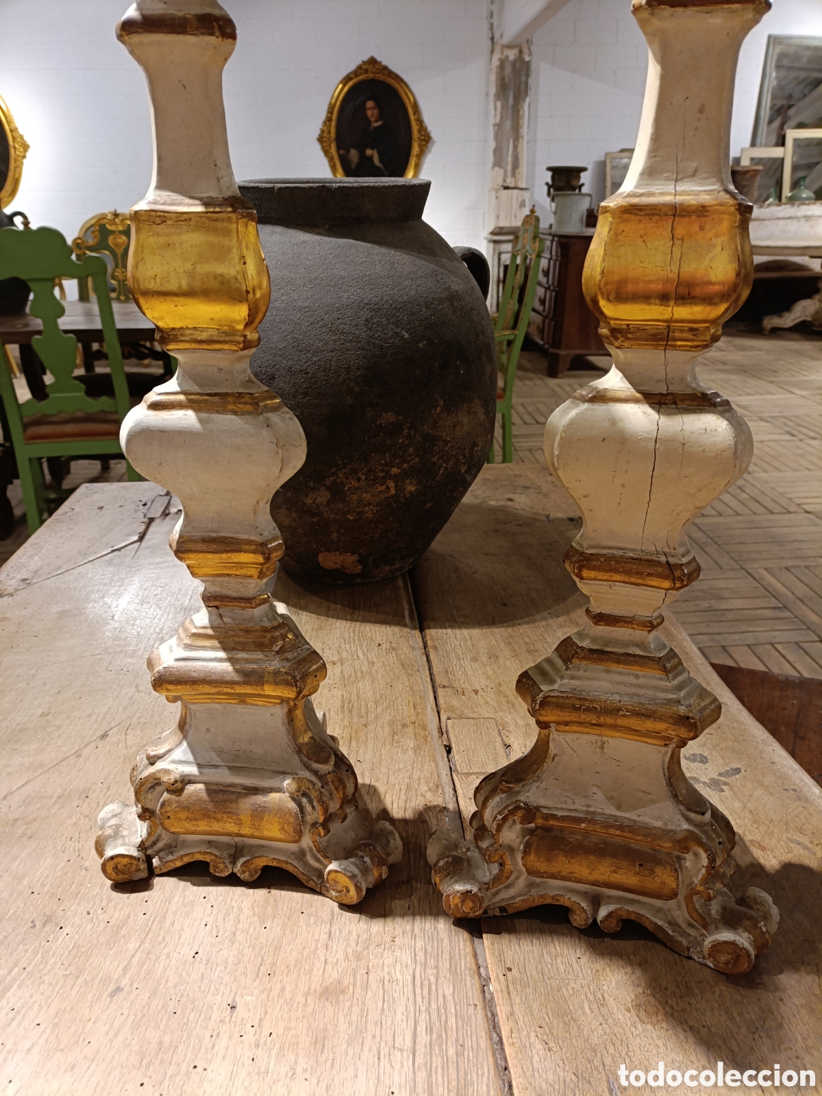 Antig&uuml;edades: Pareja de candelabros antiguos - Foto 8