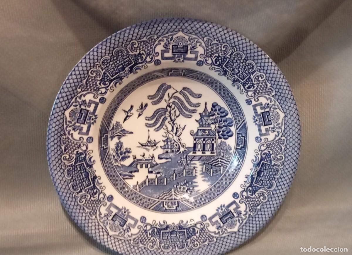 Antig&uuml;edades: Plato de loza inglesa Blue Willow. EIT England. - Foto 2