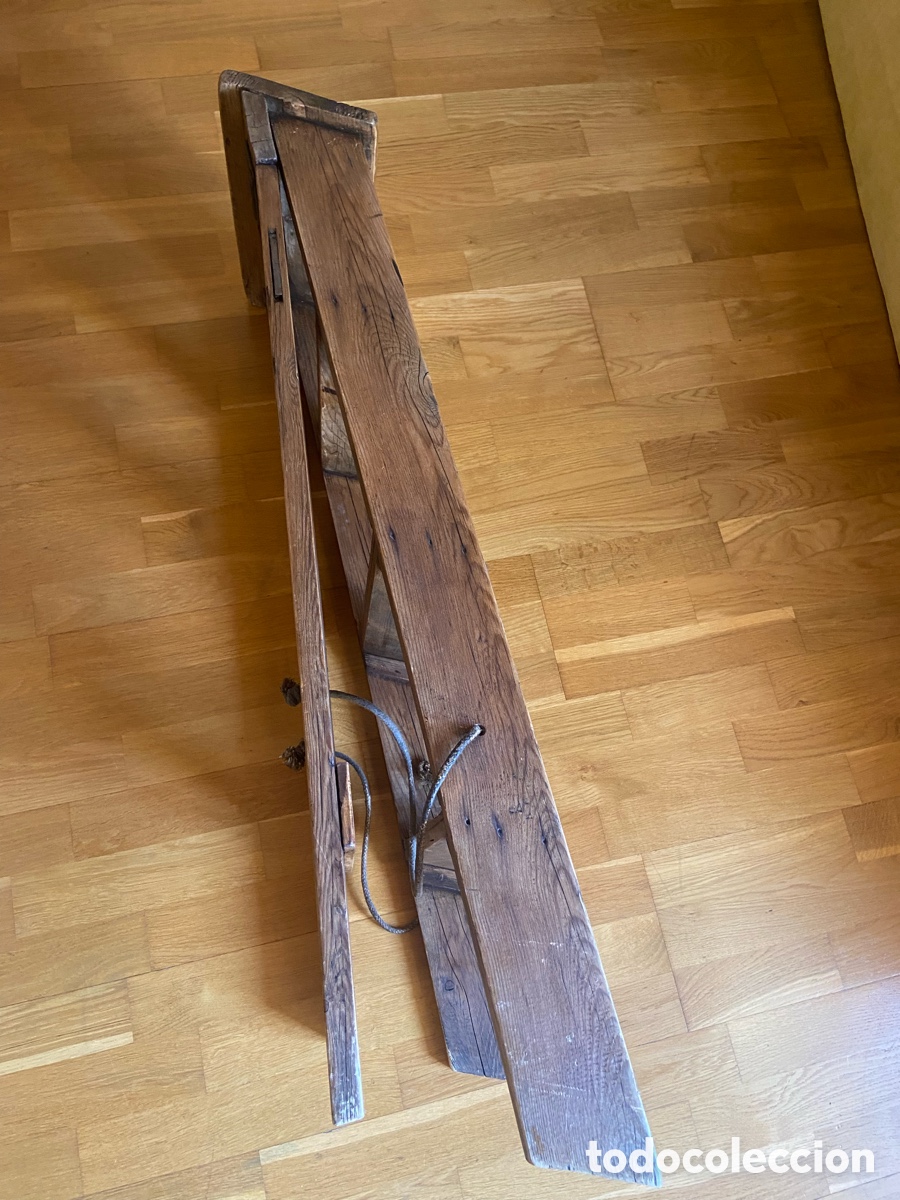Antig&uuml;edades: Escalera antigua de madera plegable - Foto 3