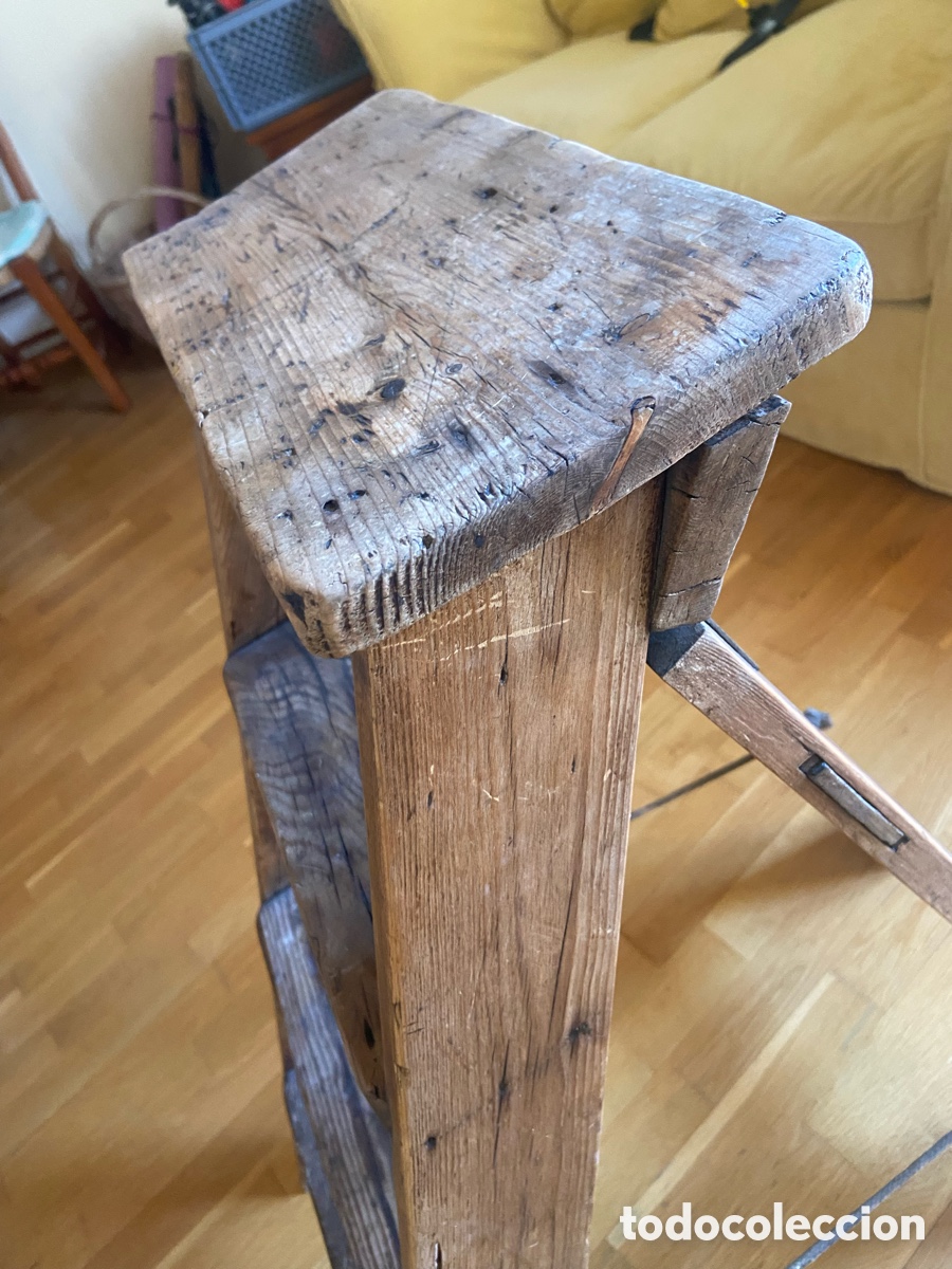 Antig&uuml;edades: Escalera antigua de madera plegable - Foto 8