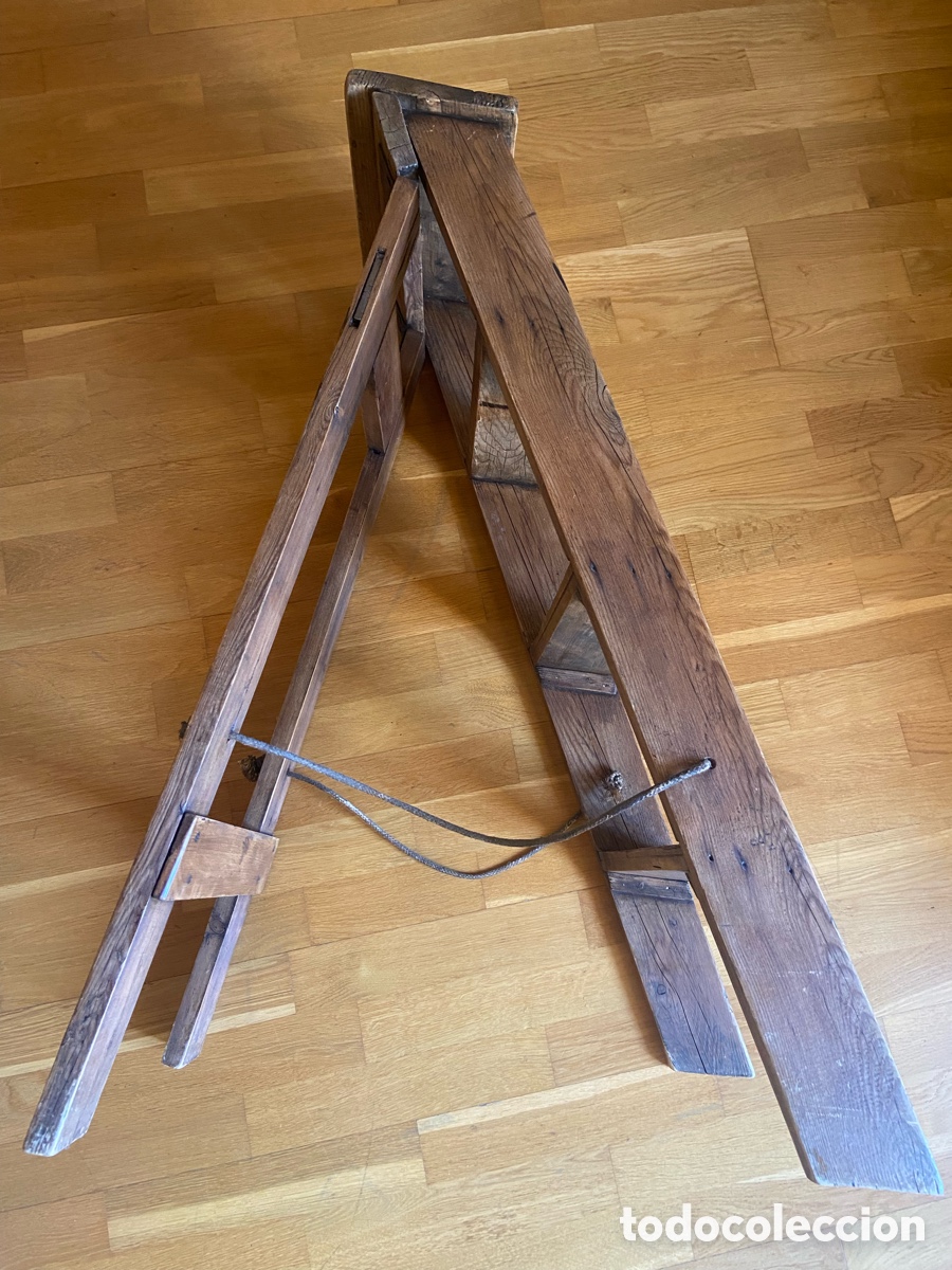 Antig&uuml;edades: Escalera antigua de madera plegable - Foto 10