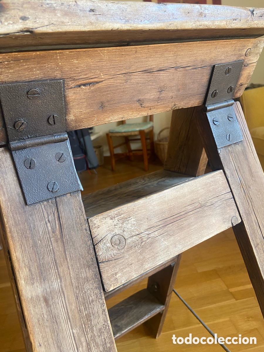 Antig&uuml;edades: Escalera antigua de madera plegable - Foto 11