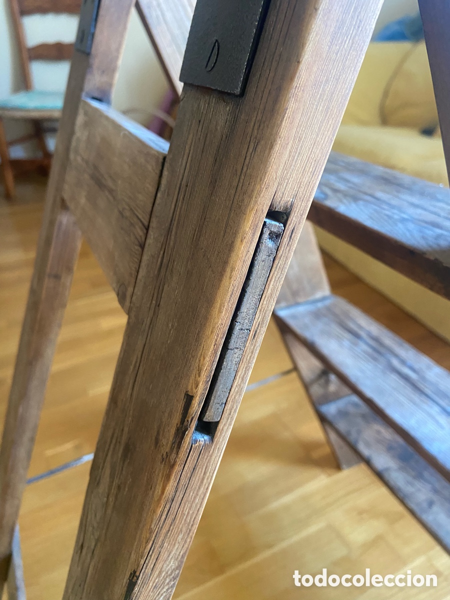 Antig&uuml;edades: Escalera antigua de madera plegable - Foto 13