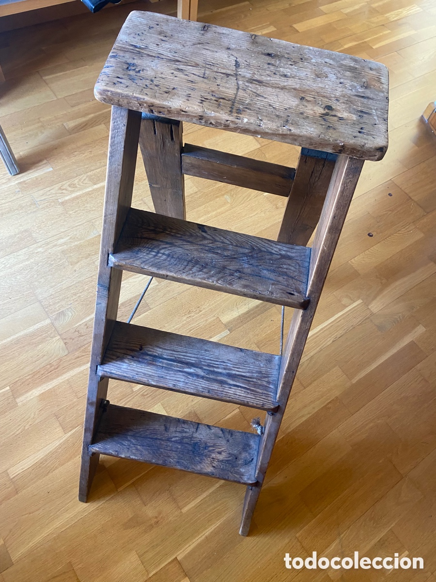 Antig&uuml;edades: Escalera antigua de madera plegable - Foto 15