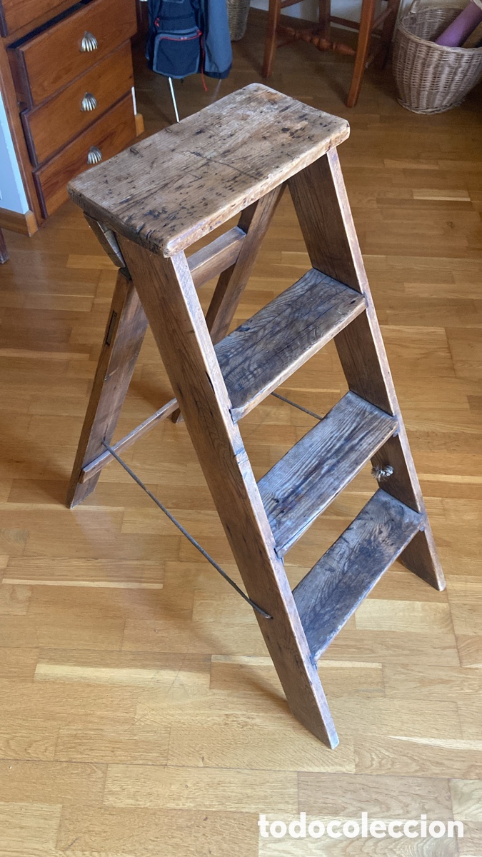 Antig&uuml;edades: Escalera antigua de madera plegable - Foto 16
