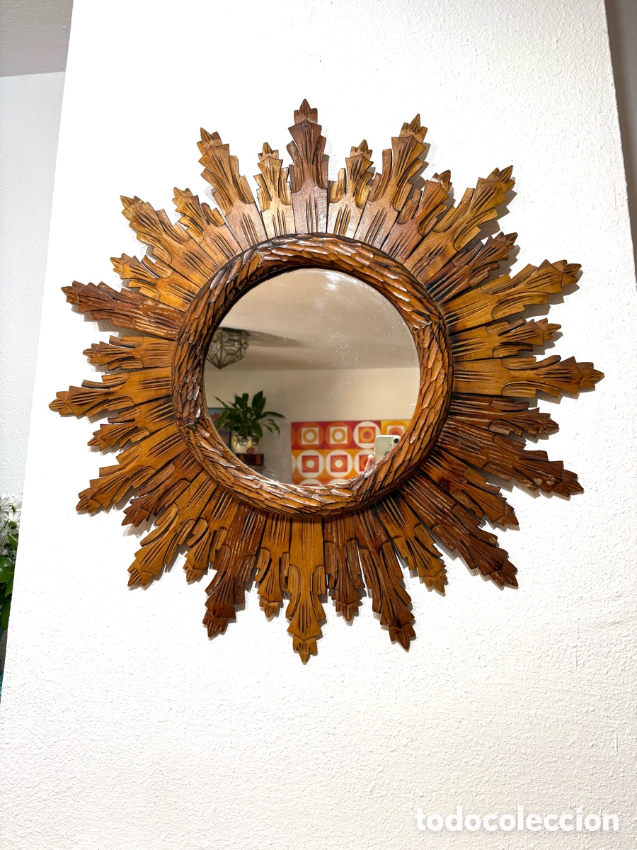 Antig&uuml;edades: ESPEJO SOL MADERA GRAN TAMA&Ntilde;O - Foto 4