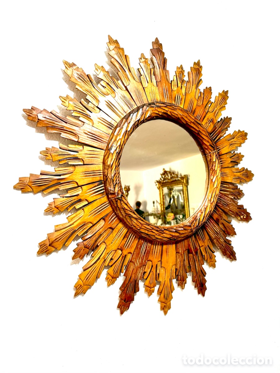 Antig&uuml;edades: ESPEJO SOL MADERA GRAN TAMA&Ntilde;O - Foto 1