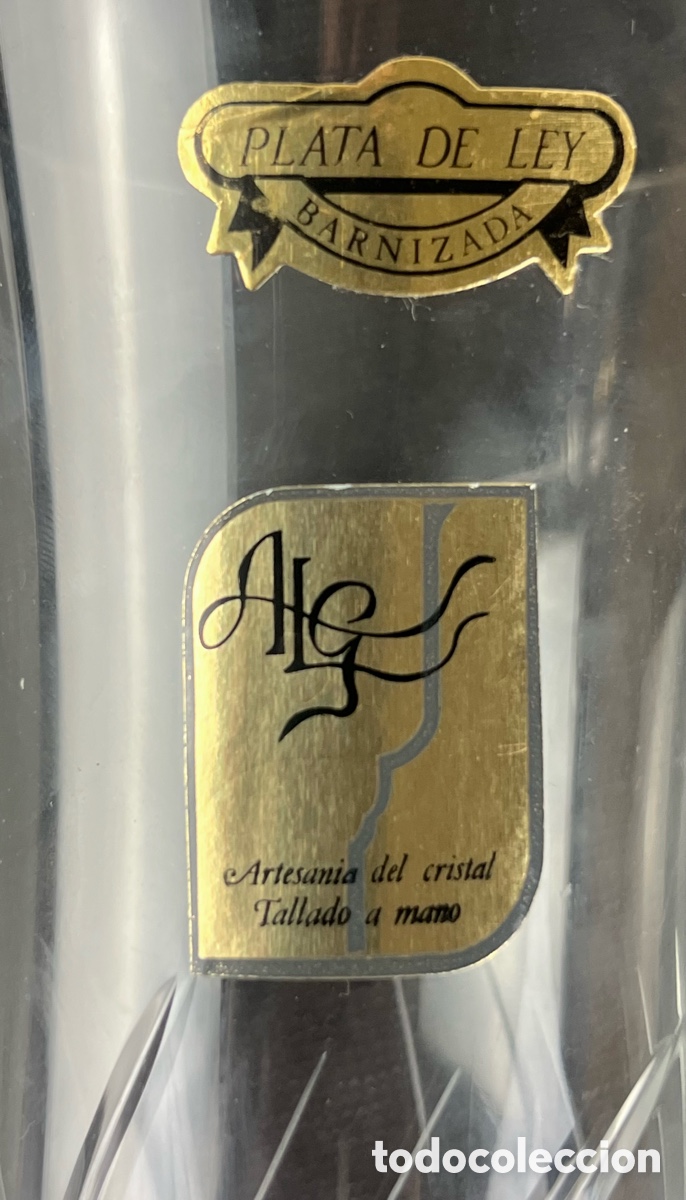 Antig&uuml;edades: JARRON DE CRISTAL TALLADO Y PLATA BARNIZADA - Foto 4