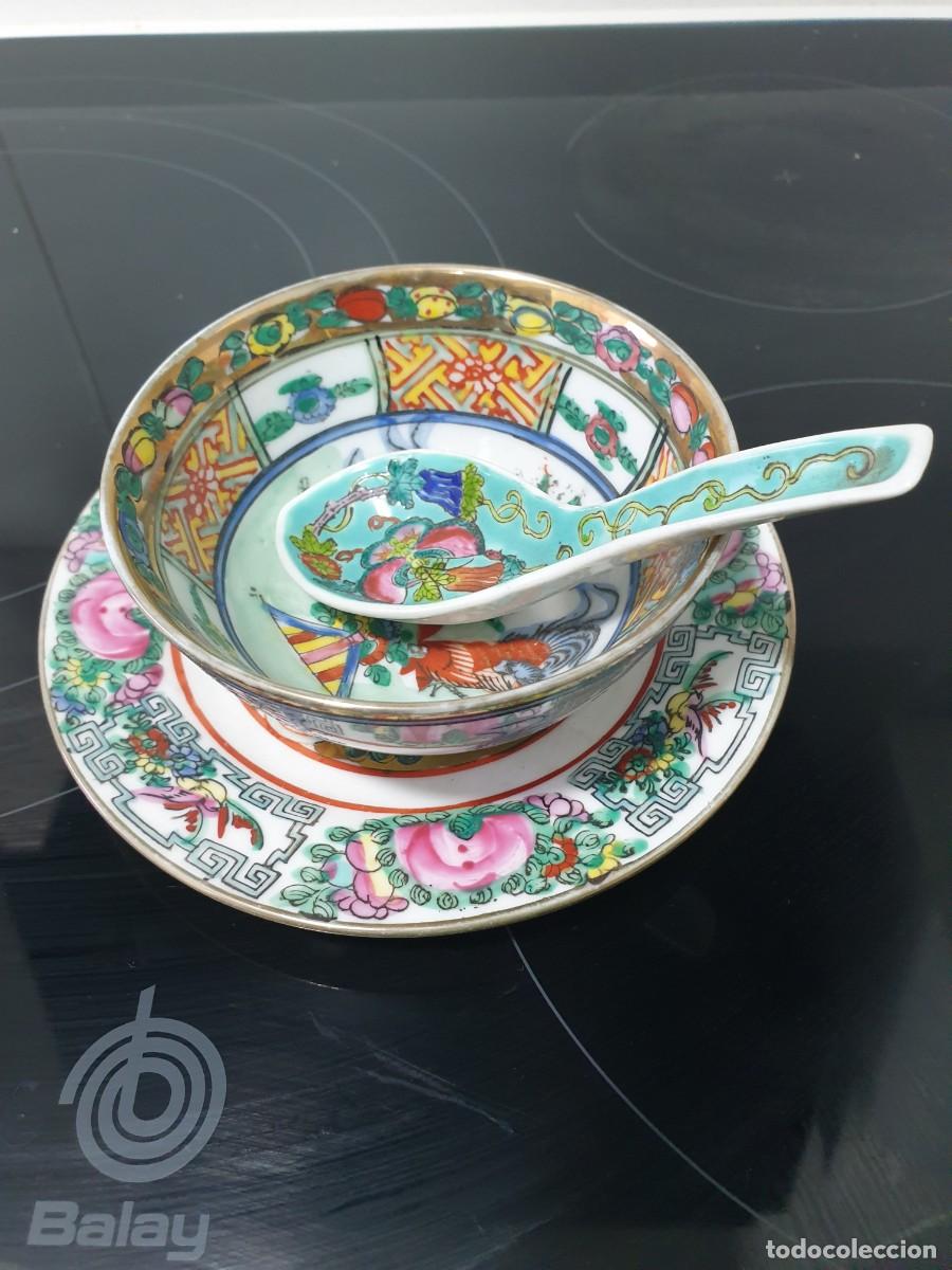 Antig&uuml;edades: Cuenco con plato y cuchara chinos - Foto 1
