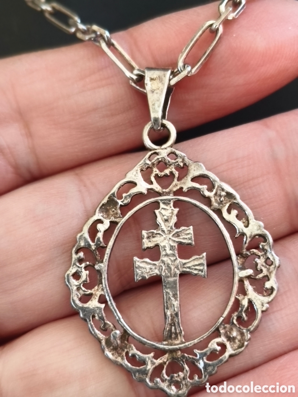 Antig&uuml;edades: Antigua medalla Cruz de Caravaca en plata 925 bello colgante Cruz de Caravaca