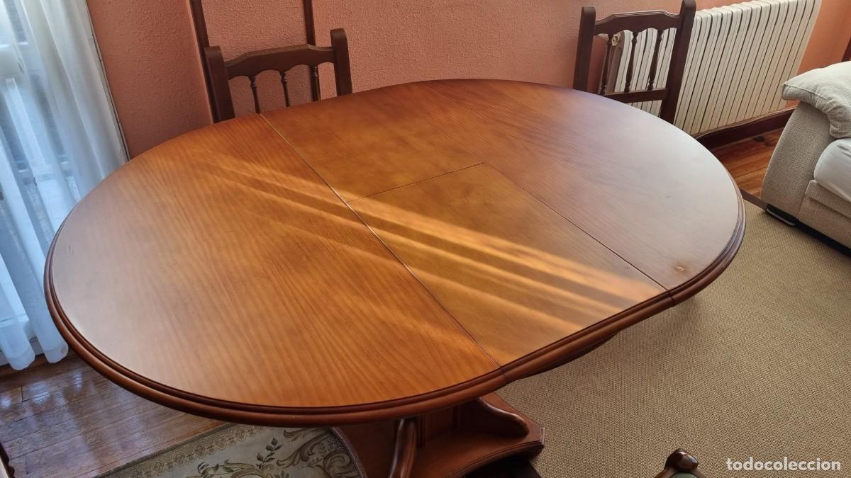Antig&uuml;edades: Mesa madera maciza redonda extensible + 6 sillas - Foto 2