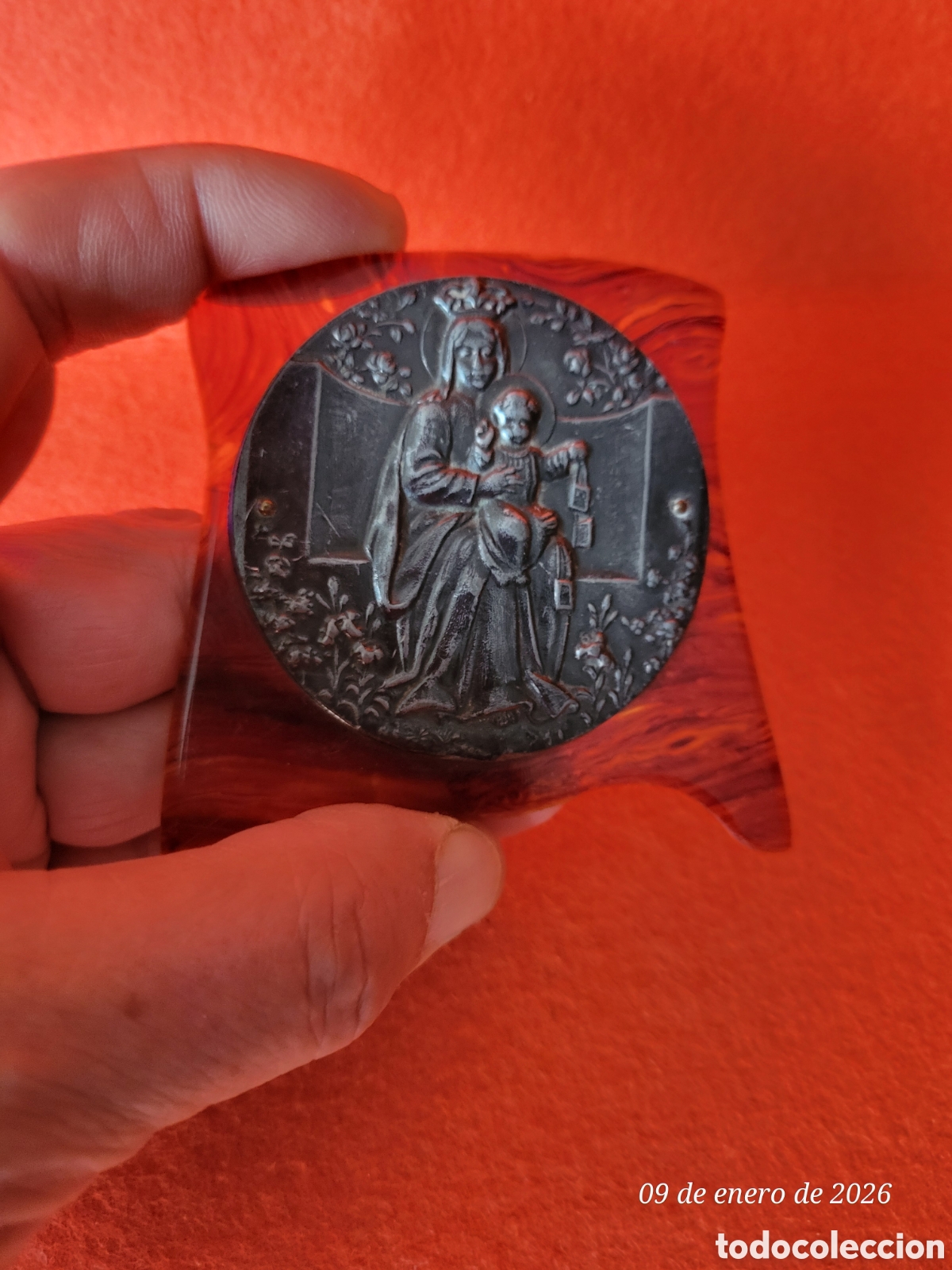 Antig&uuml;edades: ANTIGUA PLACA EN PLOMO DE VIRGEN DEL CARMEN - Foto 4