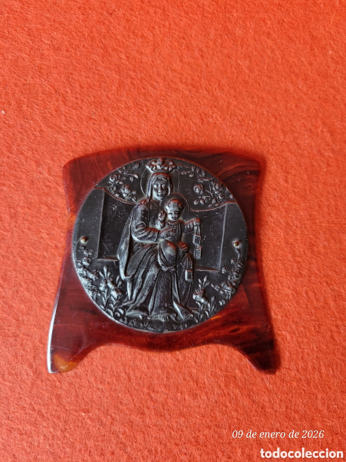 Antig&uuml;edades: ANTIGUA PLACA EN PLOMO DE VIRGEN DEL CARMEN - Foto 1