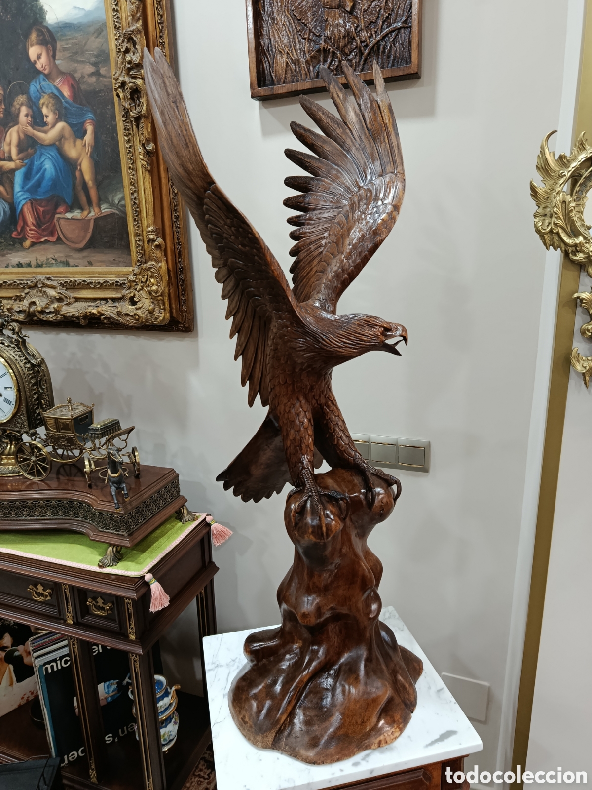 Antig&uuml;edades: &Aacute;guila de madera tallado - Foto 2