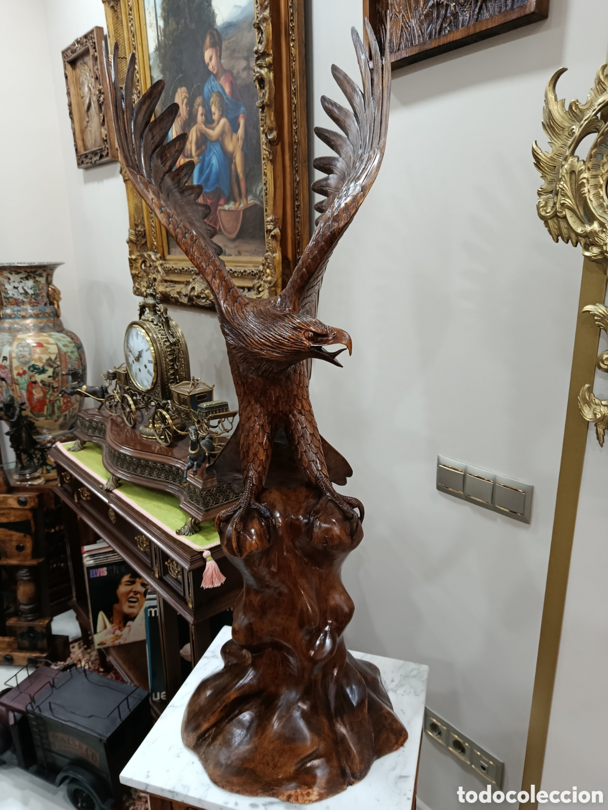 Antig&uuml;edades: &Aacute;guila de madera tallado - Foto 6