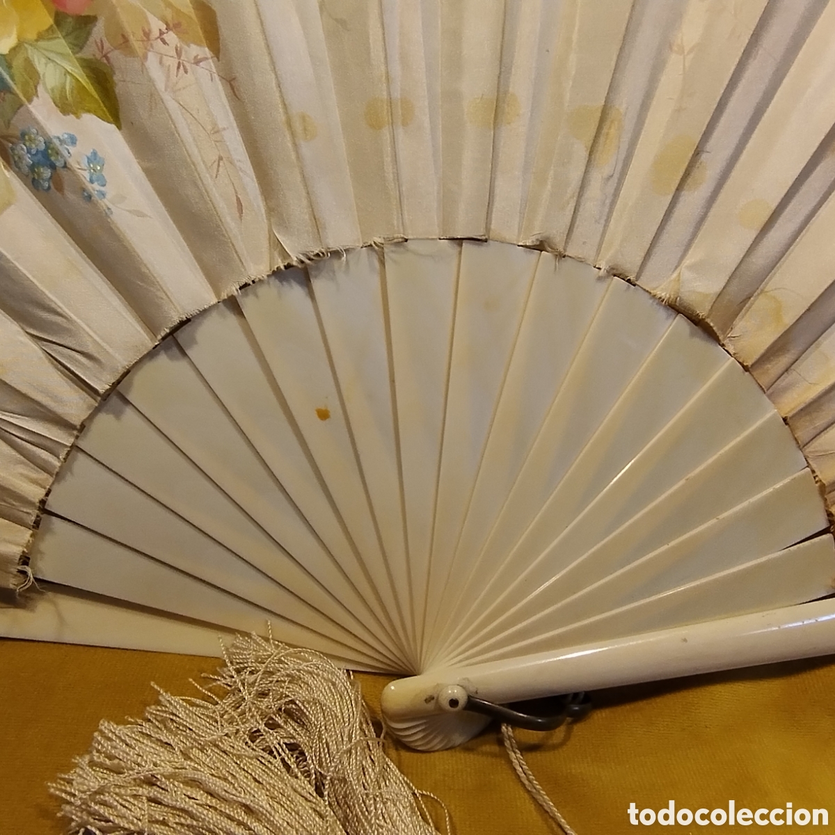 Antig&uuml;edades: Abanico con anagrama, marfil. - Foto 6