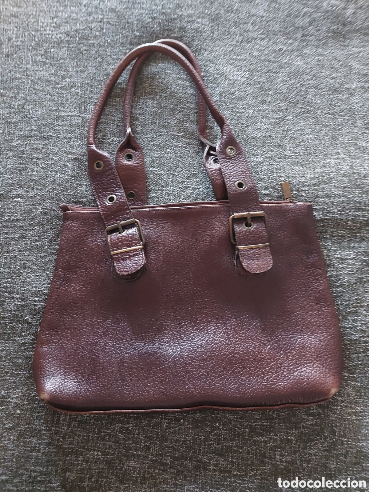 Antig&uuml;edades: Bolso de mano de piel marr&oacute;n. - Foto 1