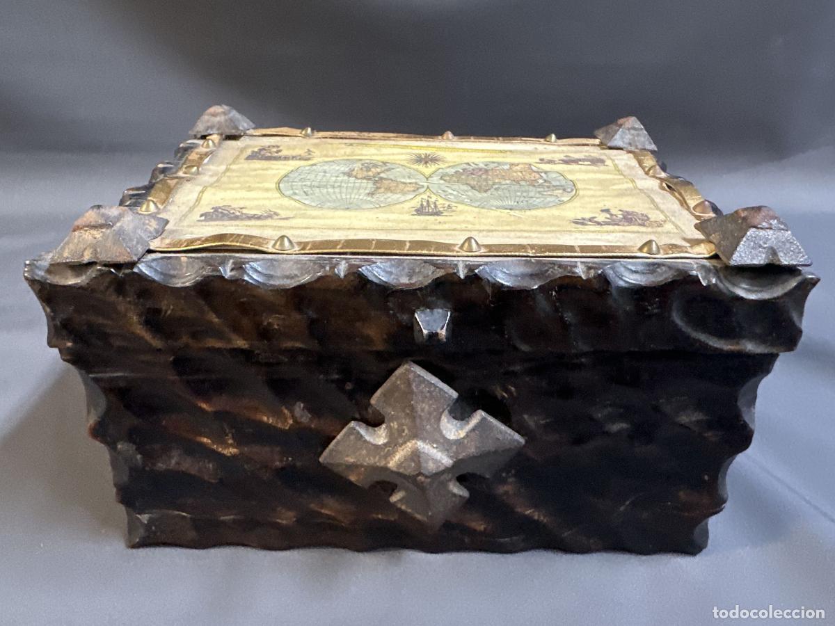 Antig&uuml;edades: CAJA CASTELLANA REALIZADA A MANO. CON MAPAMUNDI. A&Ntilde;OS 60 - Foto 16