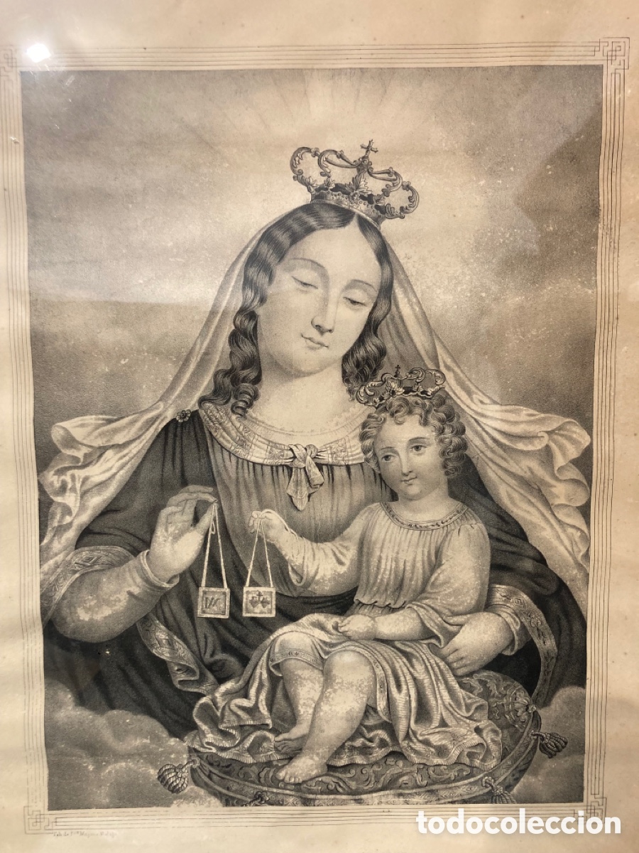 Antig&uuml;edades: Cuadro nogal .Nuestra se&ntilde;ora del Carmen - Foto 2